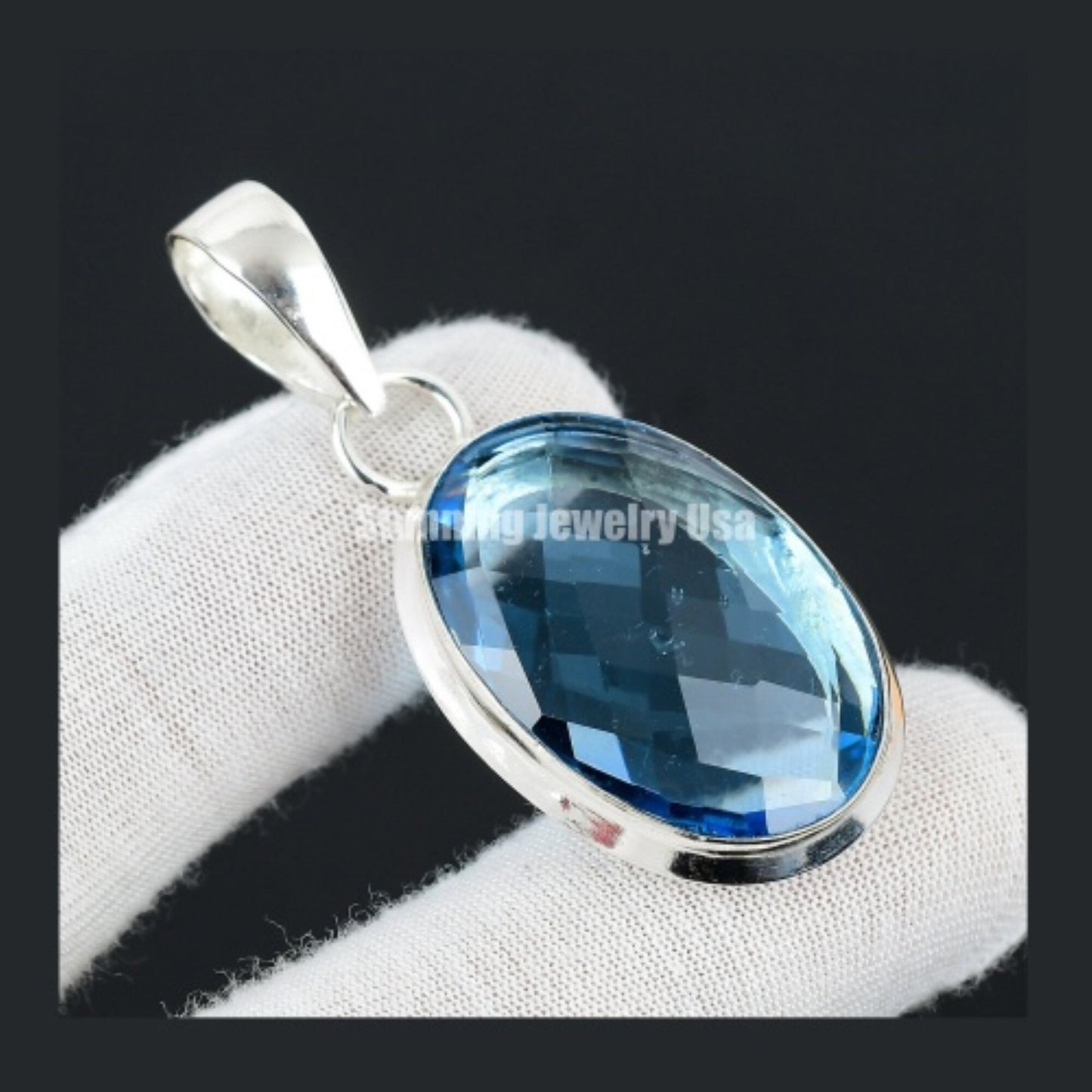 Swiss Blue Topaz Gemstone Pendant