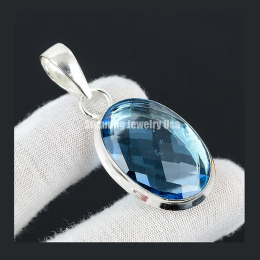 Swiss Blue Topaz Gemstone Pendant
