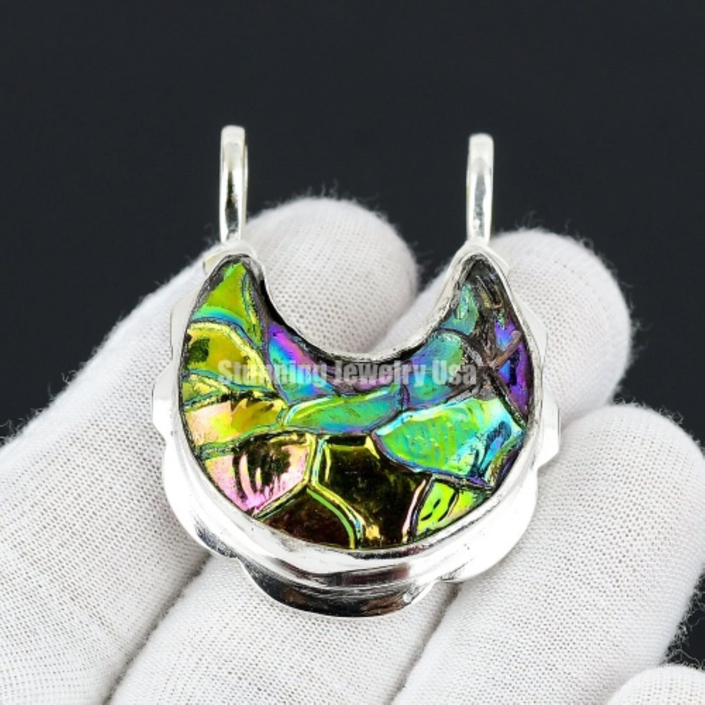 Black Obsidian Moon Gemstone Pendant