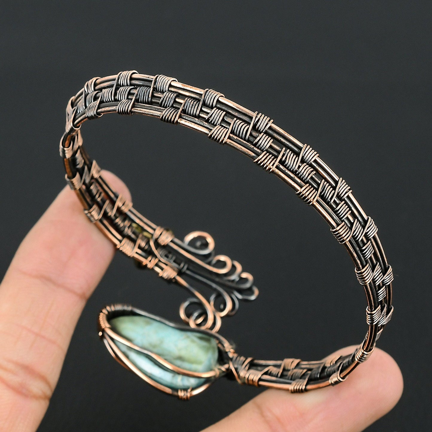 Blue Larimar Gemstone Cuff Bracelet