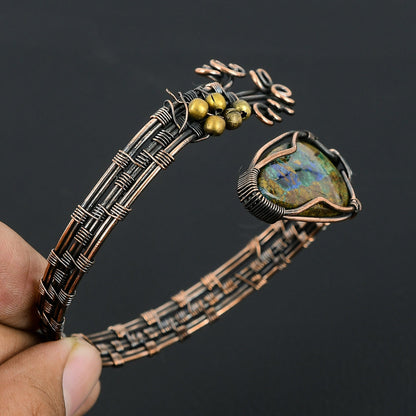 Blue Azurite Gemstone Cuff Bracelet