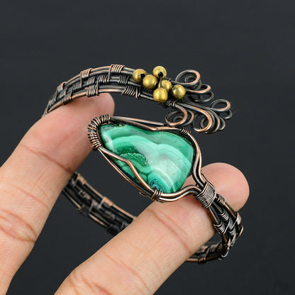 Green Malachite Gemstone Cuff Bracelet