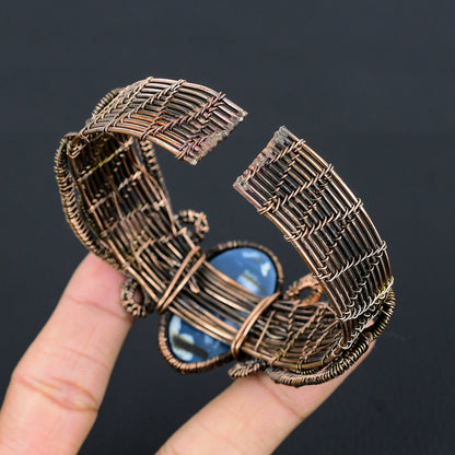 Blue Owyhee Opal Gemstone Cuff Bracelet