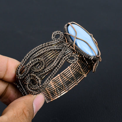 Blue Owyhee Opal Gemstone Cuff Bracelet