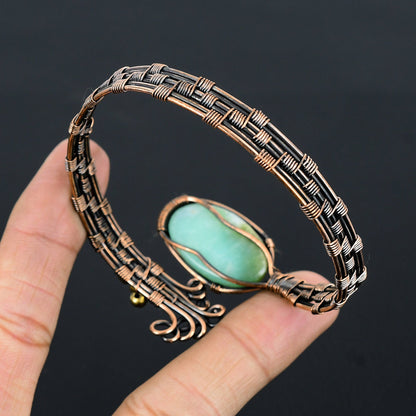 Lemon Yellow Chrysoprase Gemstone Cuff Bracelet