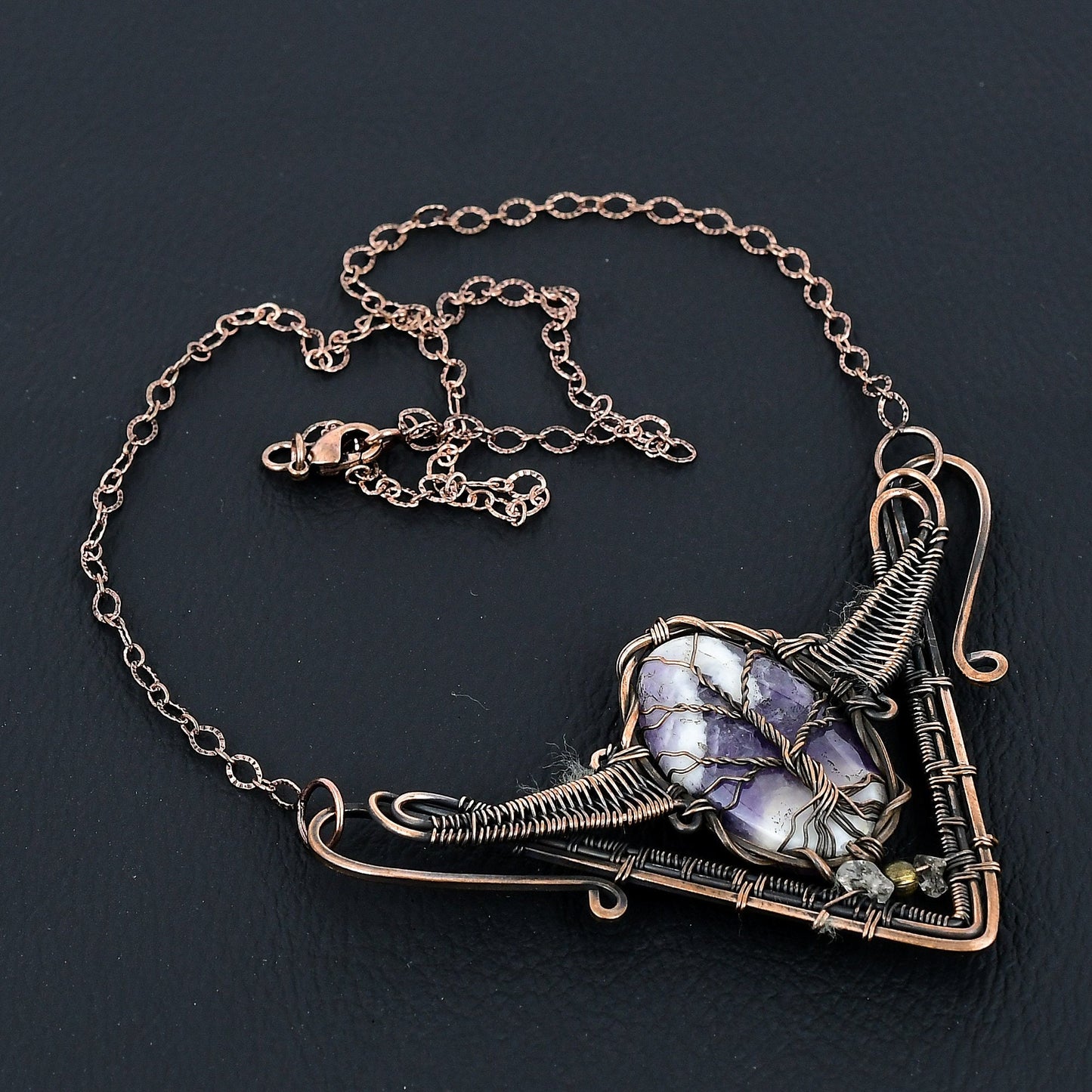 Purple Amethyst Gemstone Tree of Life Pendant