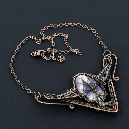 Purple Amethyst Gemstone Tree of Life Pendant