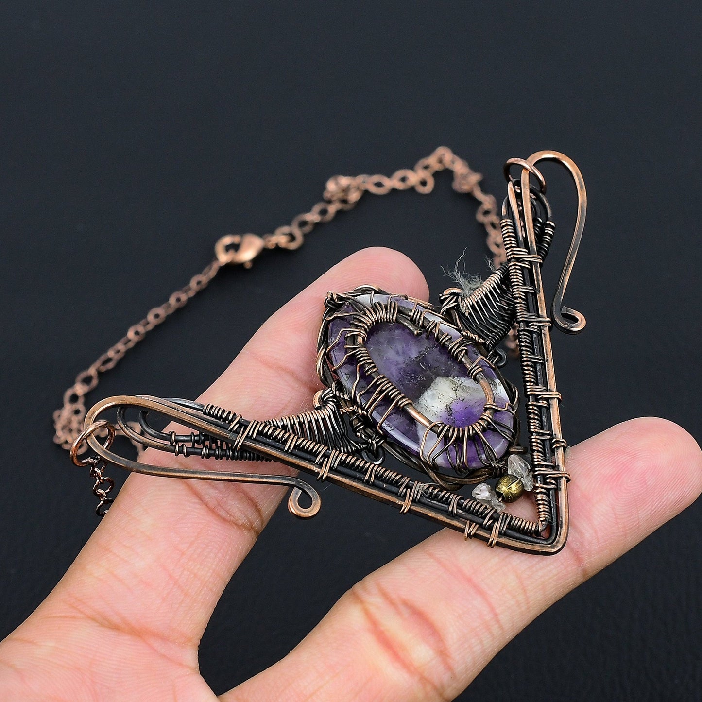 Purple Amethyst Gemstone Tree of Life Pendant