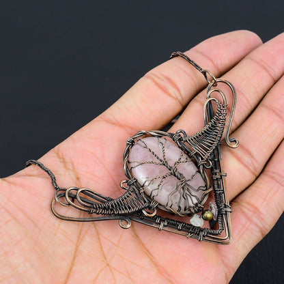 Pink Rose Quartz Gemstone Necklace