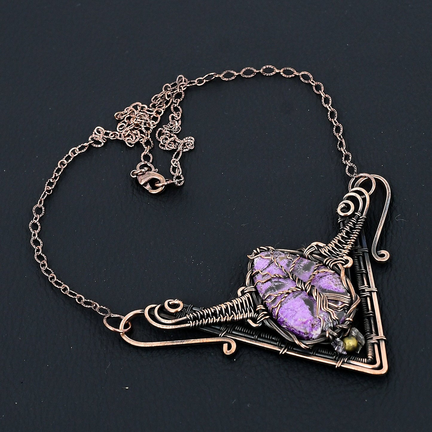 Purple Purpurite Gemstone Necklace