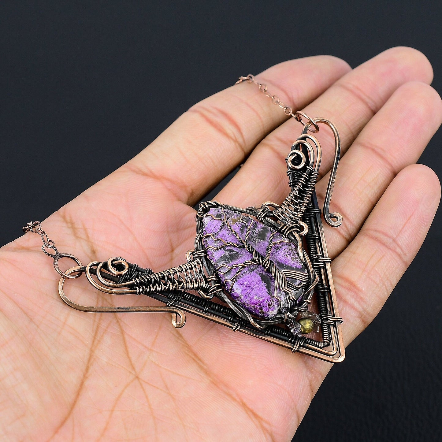 Purple Purpurite Gemstone Necklace