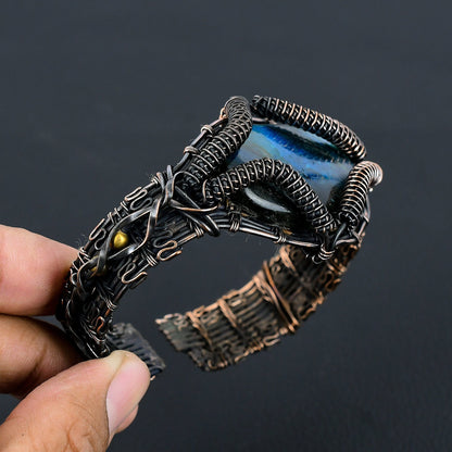 Blue Labradorite Gemstone Copper Cuff