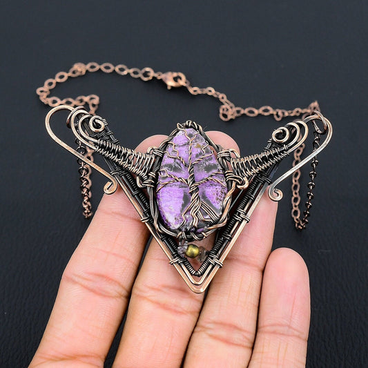 Purple Purpurite Gemstone Necklace