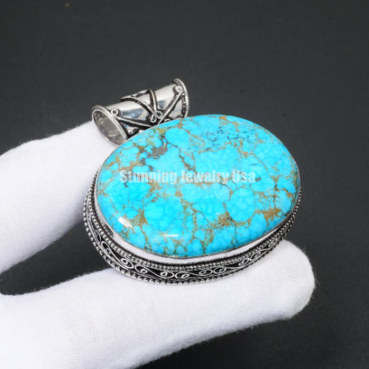 Turquoise Gemstone Sterling Silver Pendant