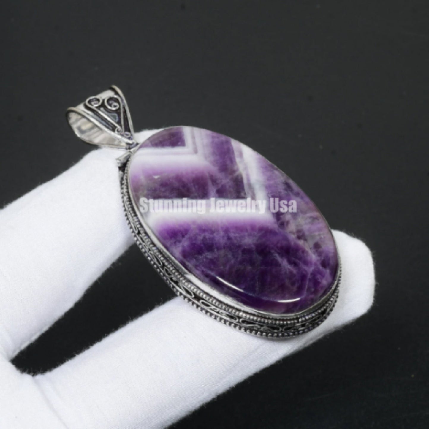 Purple Chevron Amethyst Pendant