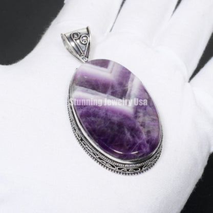 Purple Chevron Amethyst Pendant