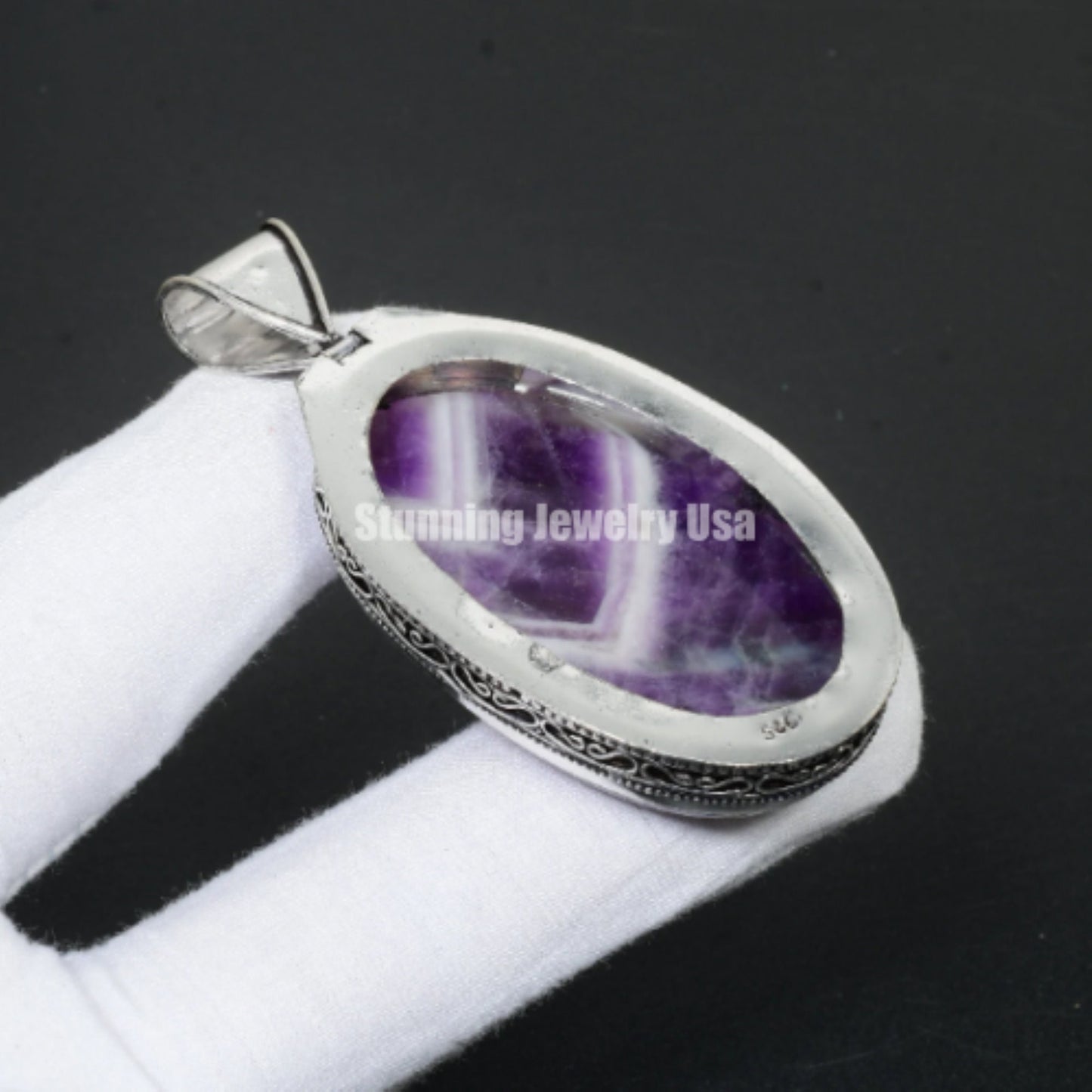 Purple Chevron Amethyst Pendant