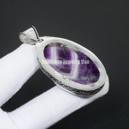 Purple Chevron Amethyst Pendant