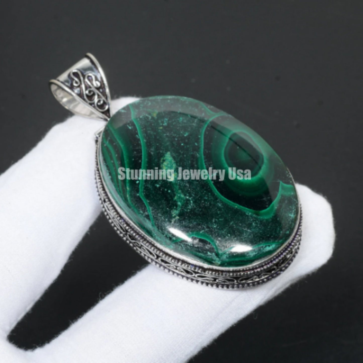 Green Malachite Gemstone Pendant