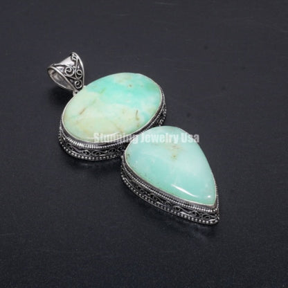 Green Chrysoprase Gemstone Pendant