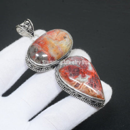 Red Laguna Lace Agate Gemstone Pendant