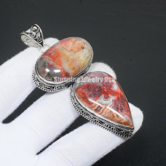 Red Laguna Lace Agate Gemstone Pendant