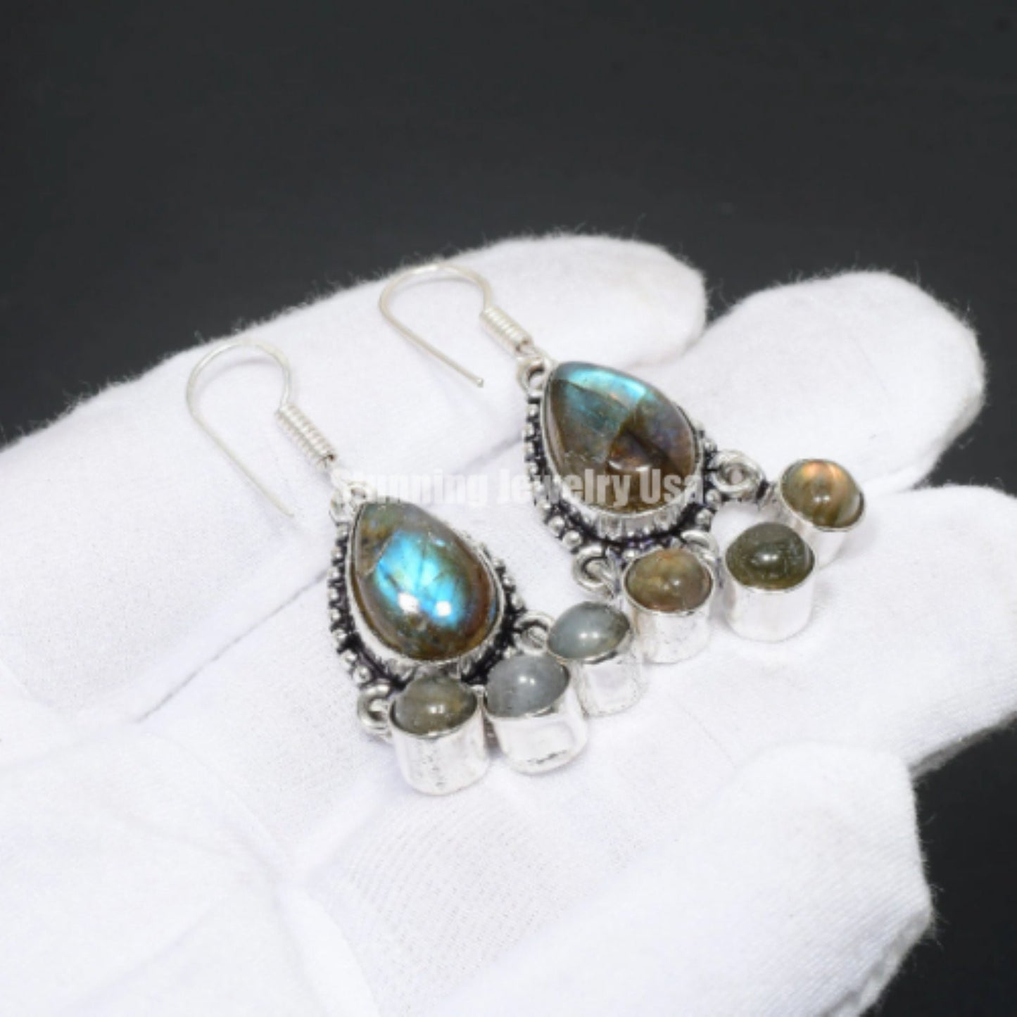 Blue Labradorite Sterling Silver Earrings