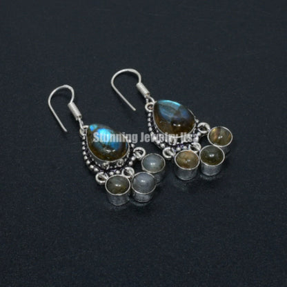 Blue Labradorite Sterling Silver Earrings