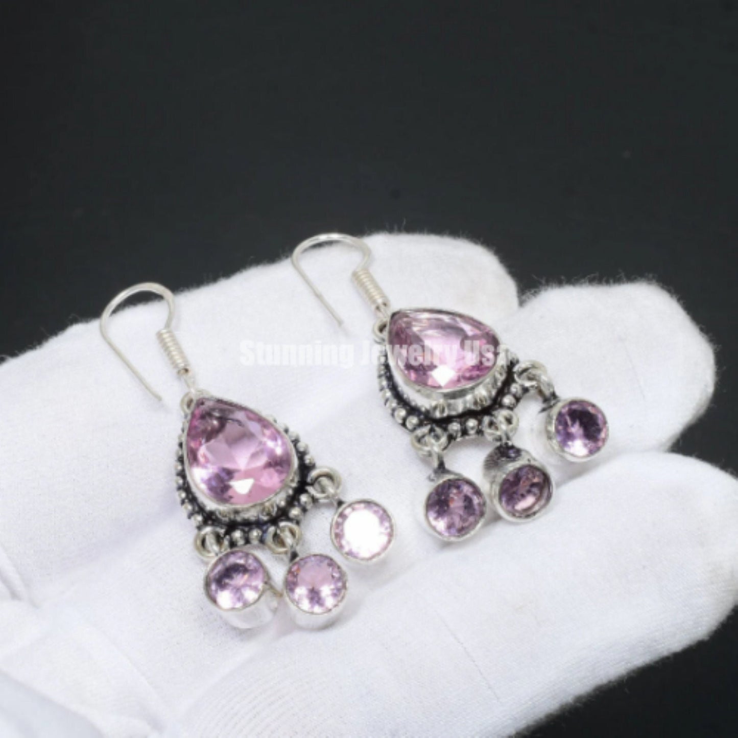 Pink Kunzite Sterling Silver Earrings