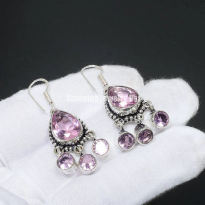 Pink Kunzite Sterling Silver Earrings
