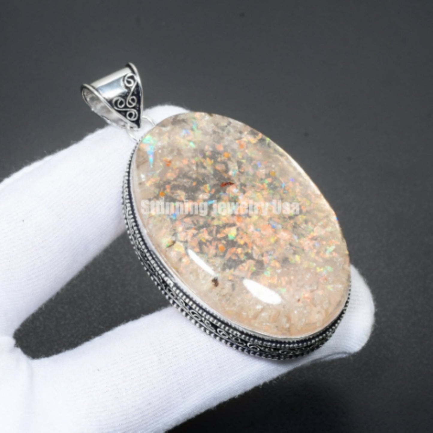 Orange Ethiopian Fire Opal Gemstone Pendant