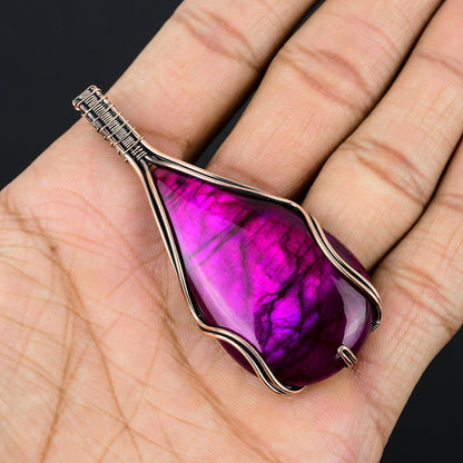 Purple Flash Labradorite Gemstone Pendant