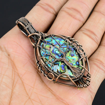 Iridescent Blue-Green Abalone Shell Gemstone Pendant