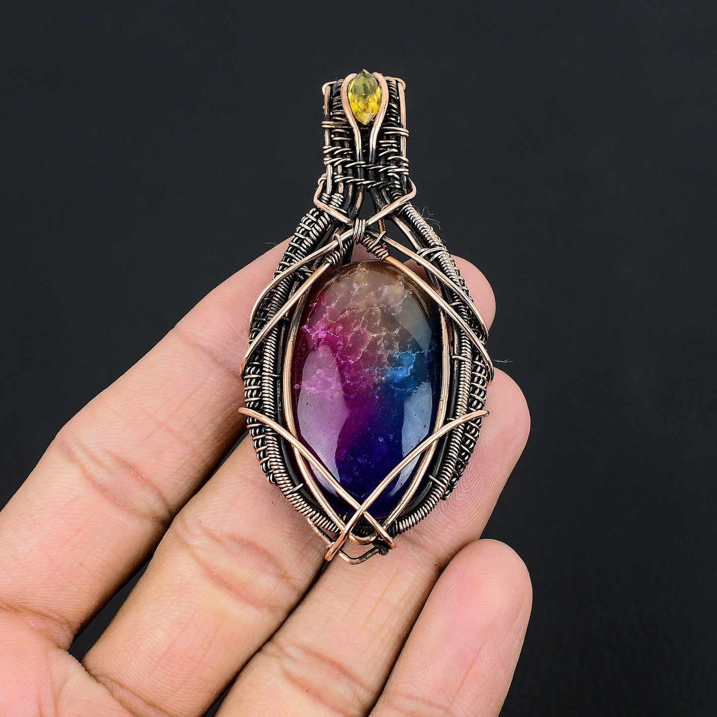 Rainbow Quartz Citrine Gemstone Pendant
