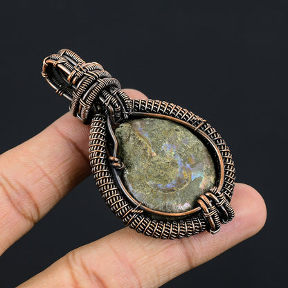 Iridescent Ammonite Gemstone Pendant