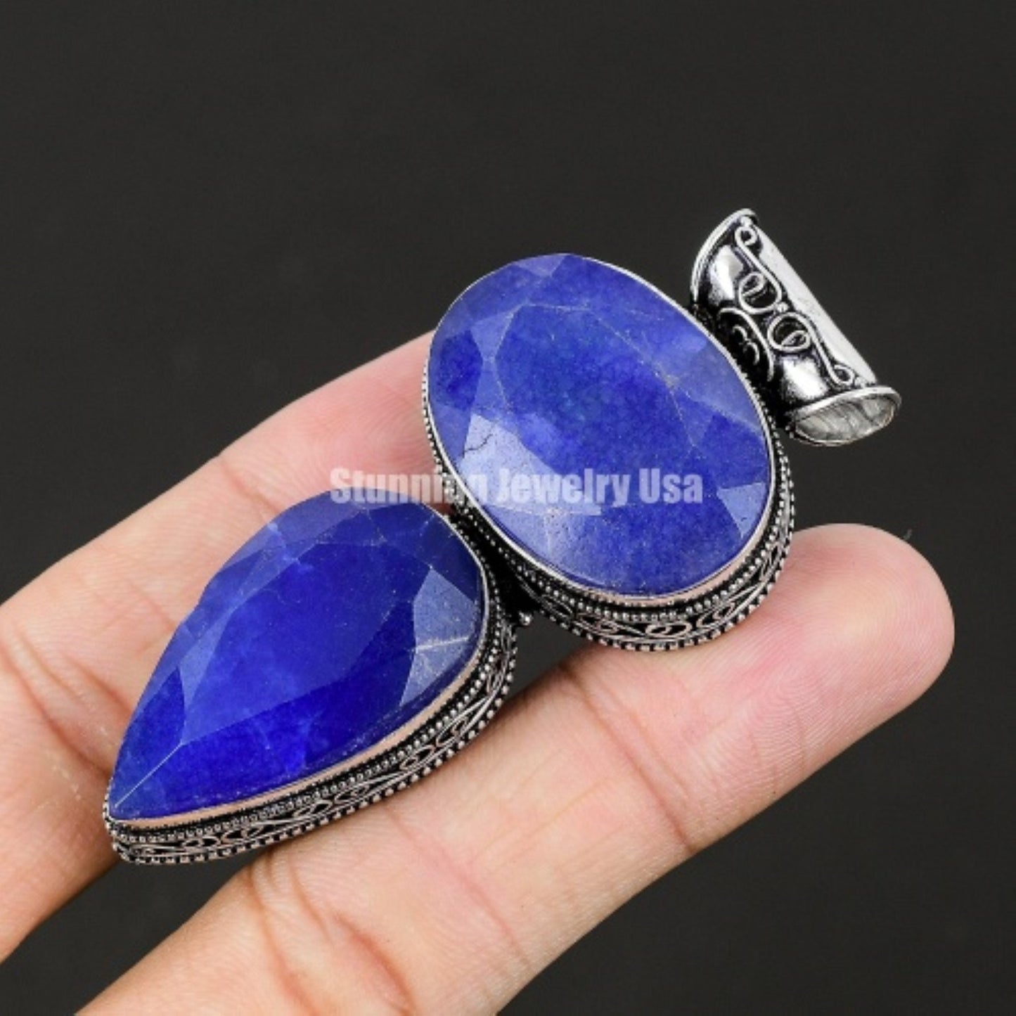 Burmese Blue Sapphire Sterling Silver Pendant