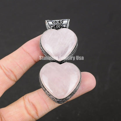 Pink Rose Quartz Heart Pendant