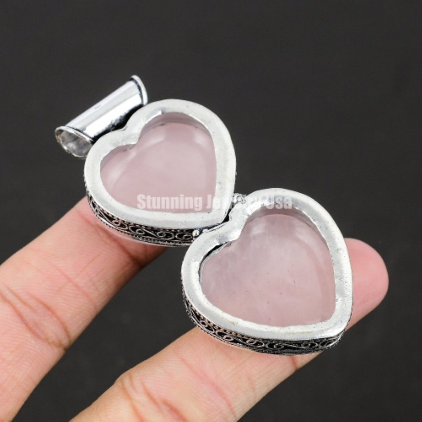 Pink Rose Quartz Heart Pendant