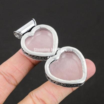 Pink Rose Quartz Heart Pendant