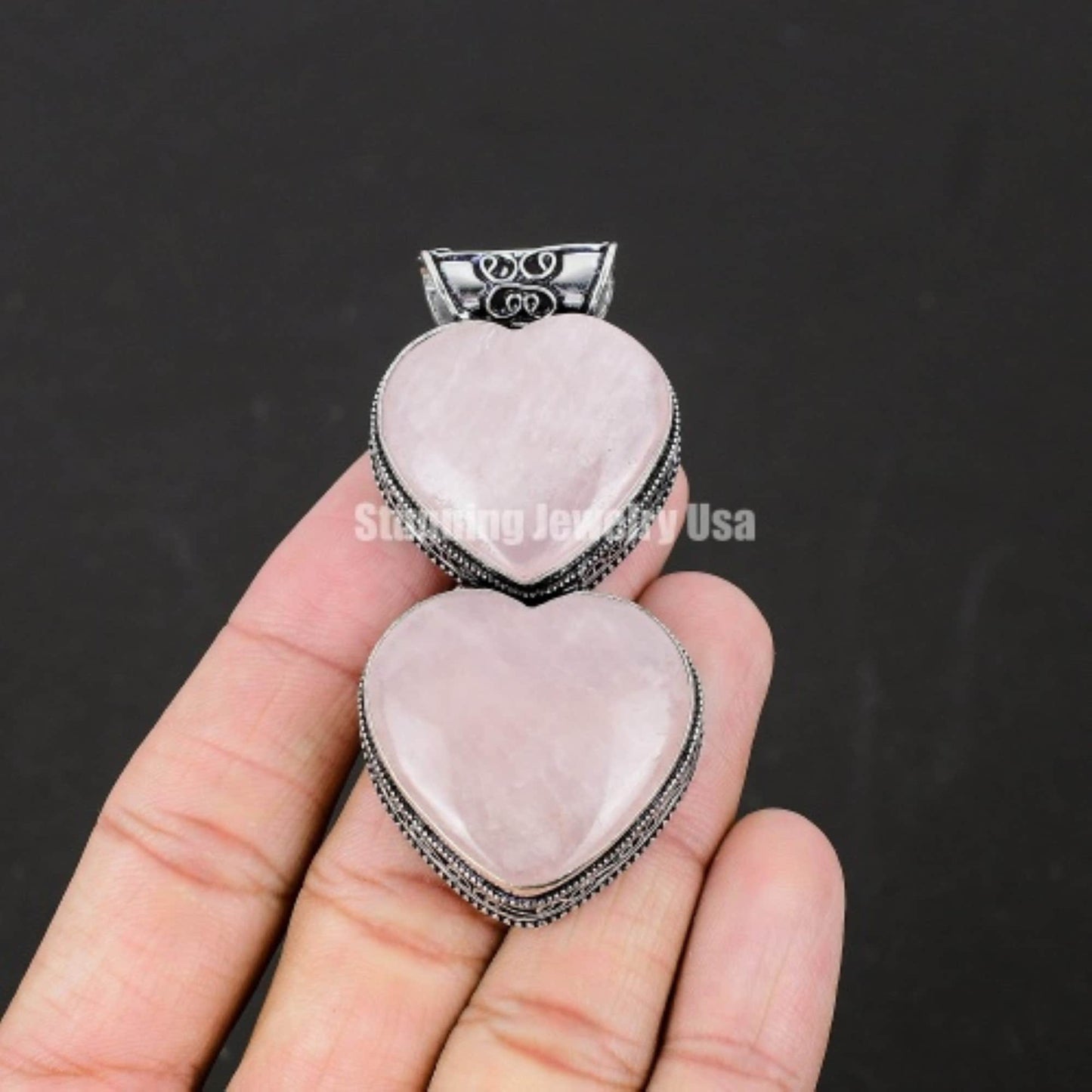 Pink Rose Quartz Heart Pendant