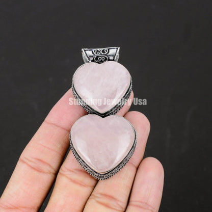 Pink Rose Quartz Heart Pendant