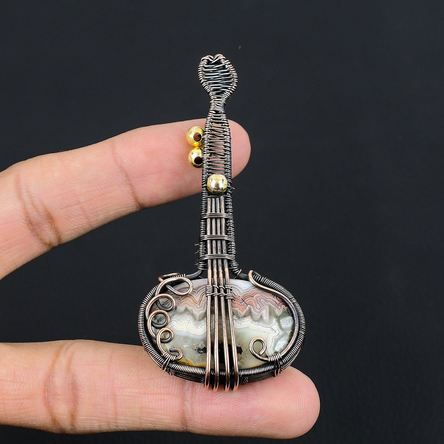Multicolour Crazy Lace Agate Gemstone Pendant