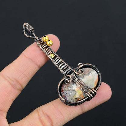 Multicolour Crazy Lace Agate Gemstone Pendant