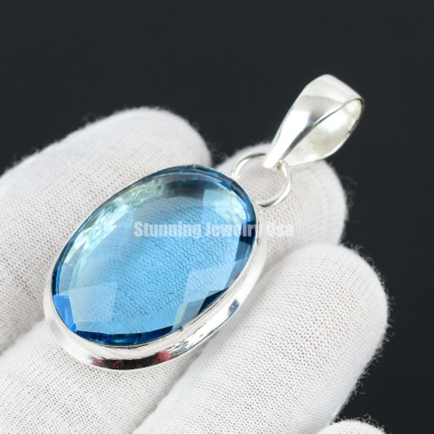 Swiss Blue Topaz Gemstone Pendant