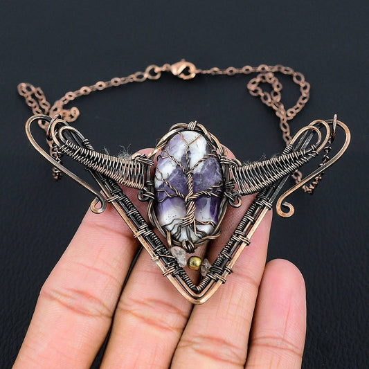 Purple Amethyst Gemstone Tree of Life Pendant