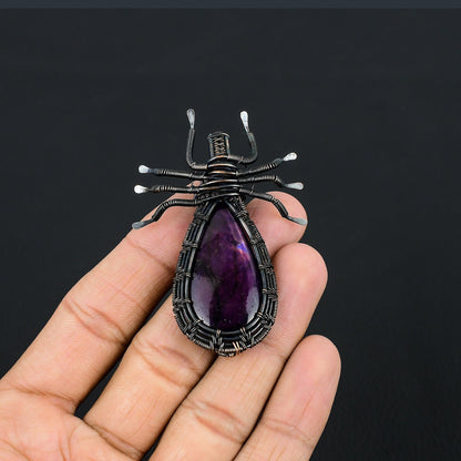 Purple Amethyst Gemstone Spider Pendant