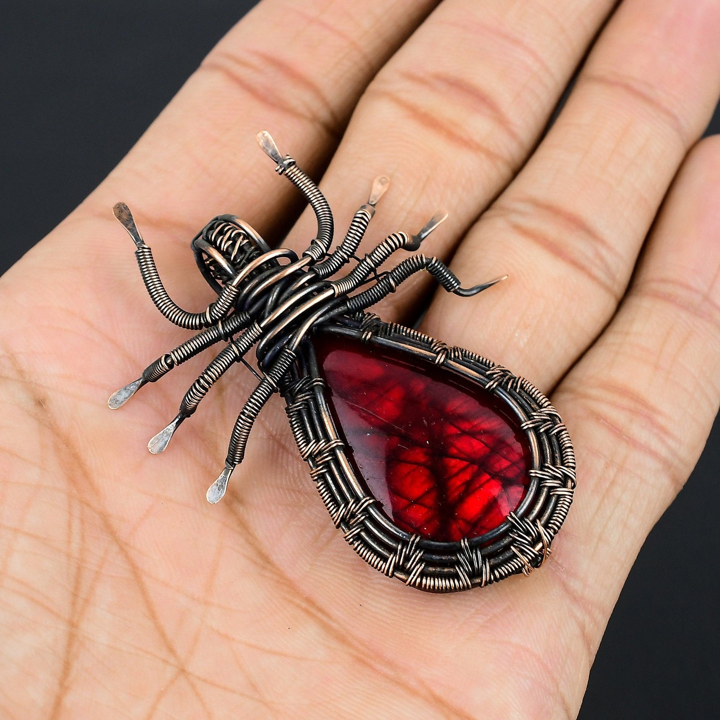 Red Fire Labradorite Gemstone Pendant