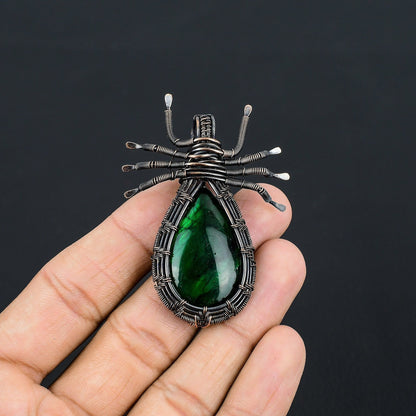 Green Labradorite Gemstone Spider Pendant