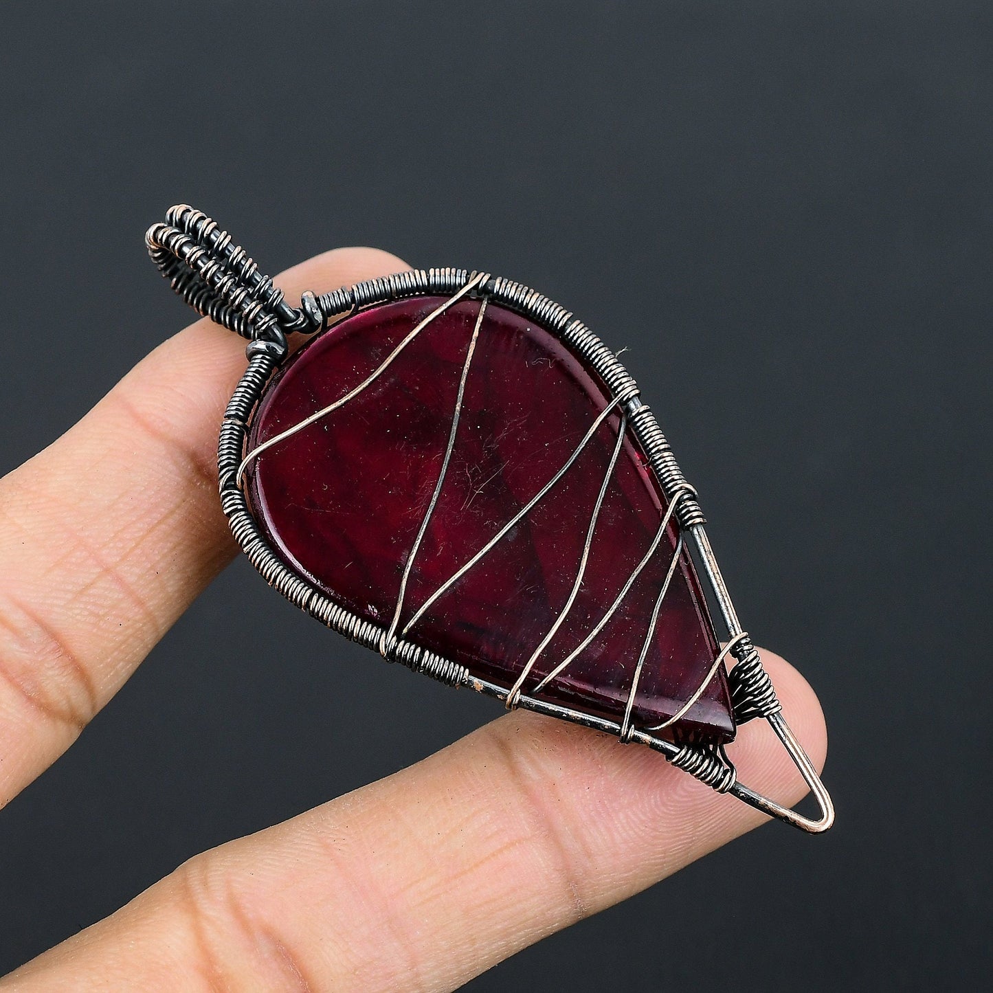 Red Fire Labradorite Gemstone Pendant