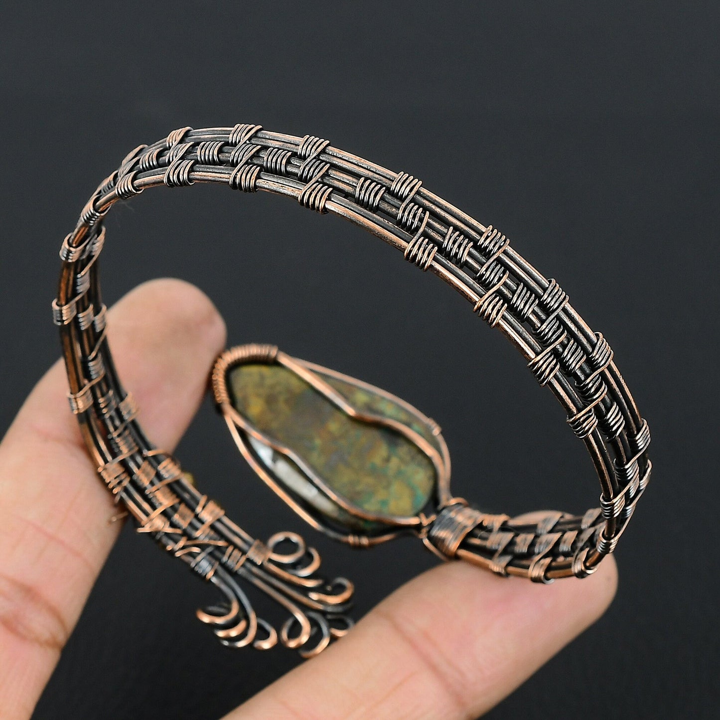 Blue Azurite Gemstone Cuff Bracelet